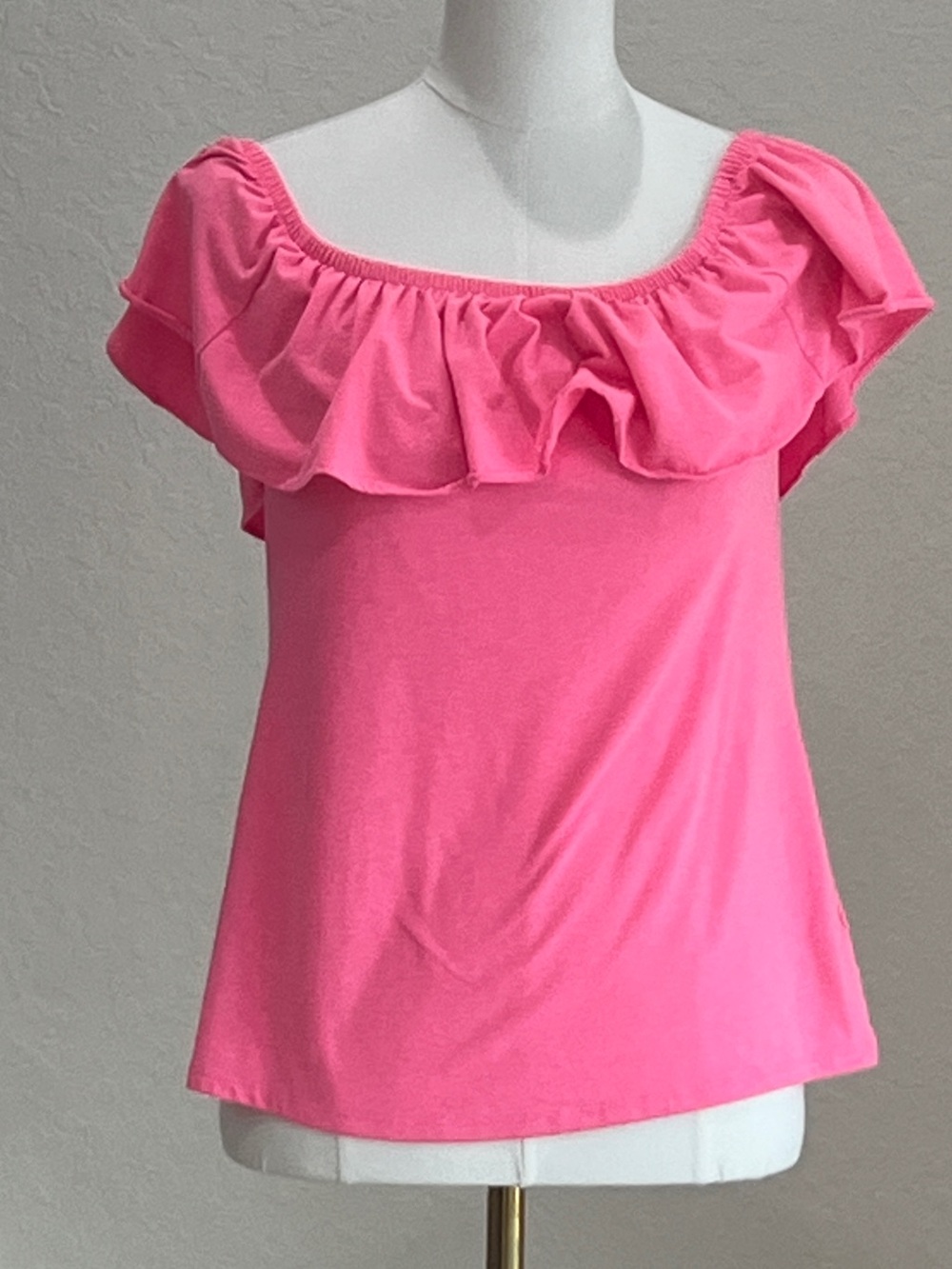 Lilly Pulitzer Hot Pink Ruffle Off-Shoulder Tunic
